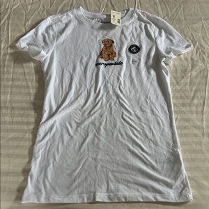 Aeropostale White Short Sleeve Tee with Bear Graphic